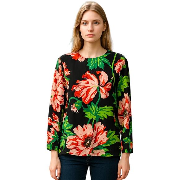 Stella McCartney Long Sleeve Tropical Print Ada Top- sz 38 8 M - Picture 1 of 13